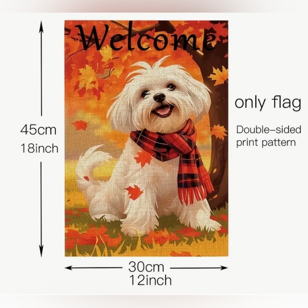 NEW Autumn Maltese Garden Flag - Picture 2 of 3